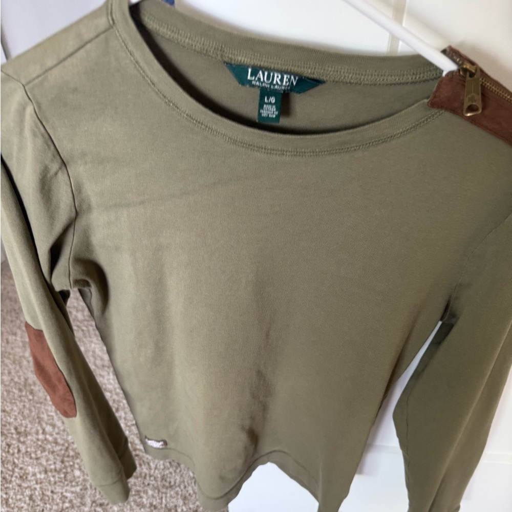 Lauren Olive Green Long Sleeve Top